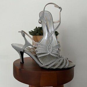 Capparos Silver Glimmer Sabrina Heels Size 8